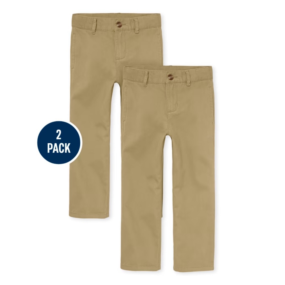NWT The Children’s Place Boys Uniform Straight Chino Pants Only One pair- Flax